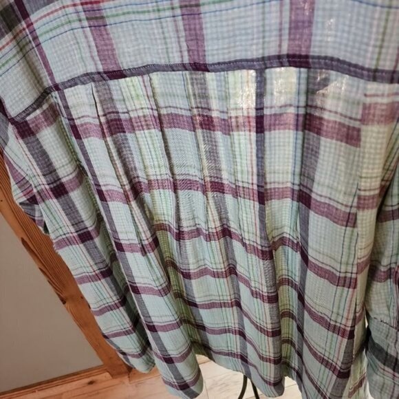 Elan Sz. M Long Sleeve Button Down Multicolored Oversized Shirt/Dress w pockets - Picture 8 of 15